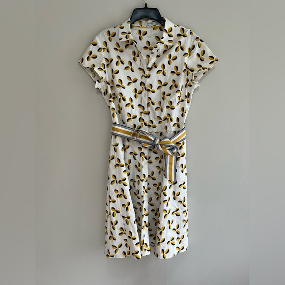 Boden Sophia Shirt Dress in Saffron Yellow Regatta Leaf, size US8R - Picture 2 of 9